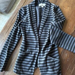 Caslon Black and Gray Striped Knit Blazer